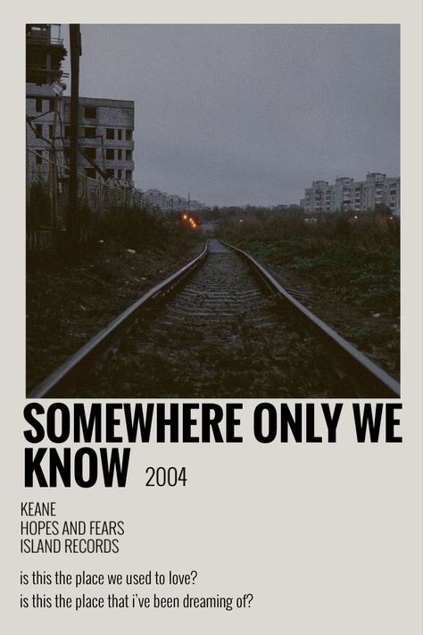 keane, somewhere only we know, polaroid poster Favorite Song Lyrics, Minimalist Music, Music Poster Ideas, Vintage Music Posters, Somewhere Only We Know, Music Collage, Music Poster Design, Music Album Covers, Poster Room