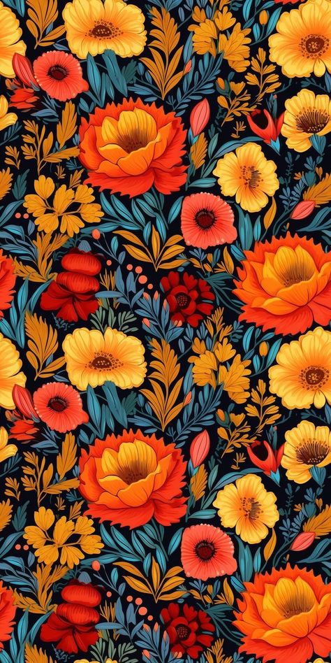 Frida Kahlo Background, Yellow Flowers Tattoo, Flowers Pattern Illustration, Mexican Art Wallpaper, Frida Kahlo Wallpaper, Frida Wallpaper, Mexican Illustration Art, Mexican Style Art, Digital Flowers Design