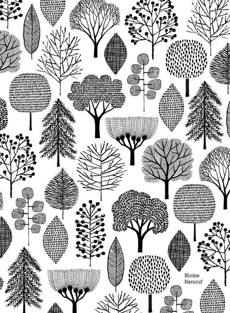 Tree Drawings Simple, Tree Drawings, Tree Doodle, Monochrome Print, Monochrome Prints, Minimal Prints, Black And White Tree, Tree Illustration, White Tree