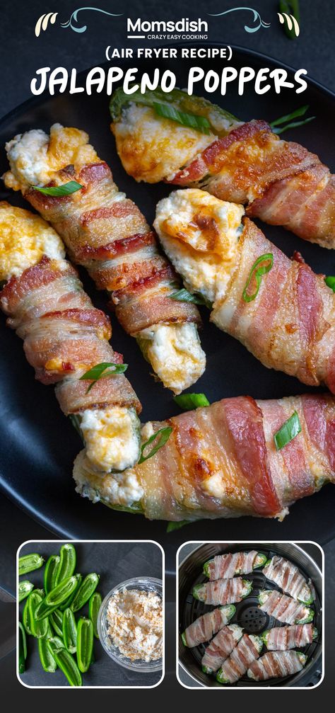 Air Fryer Cheesy Jalapeño Poppers are an easy and irresistible Thanksgiving side dish. Stuffed with a creamy blend of cheddar and cream cheese, then wrapped in crispy bacon, these poppers are quick to make and bursting with flavor. Perfect as a festive appetizer or a crowd-pleasing snack to complement your holiday feast!