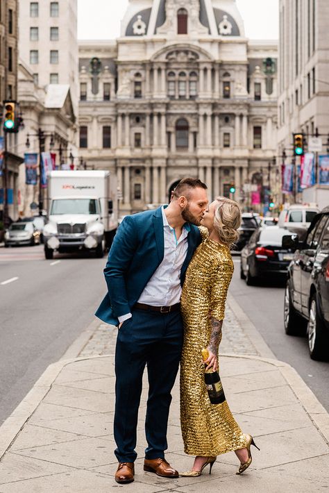 A sweet Philadelphia elopement with an homage to some of the best photo spots in Philly | Offbeat Bride Philadelphia Elopement, Raw Photography, Private Ceremony, Offbeat Bride, Wedding Chapel, Romantic Photos, Philadelphia Wedding, Photography Gallery, Chapel Wedding