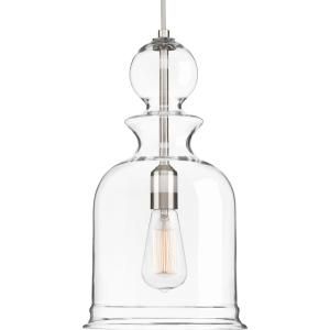 Home Decorators Collection 8.38 in. 1-Light Brushed Nickel Pendant with Clear Glass Shade-7942HDC - The Home Depot Florida Houses, Foyer Pendant, Modern Elements, Progress Lighting, Plywood Furniture, Kitchen Pendants, Bell Pendant, Hanging Pendant Lights, Glass Pendant Light