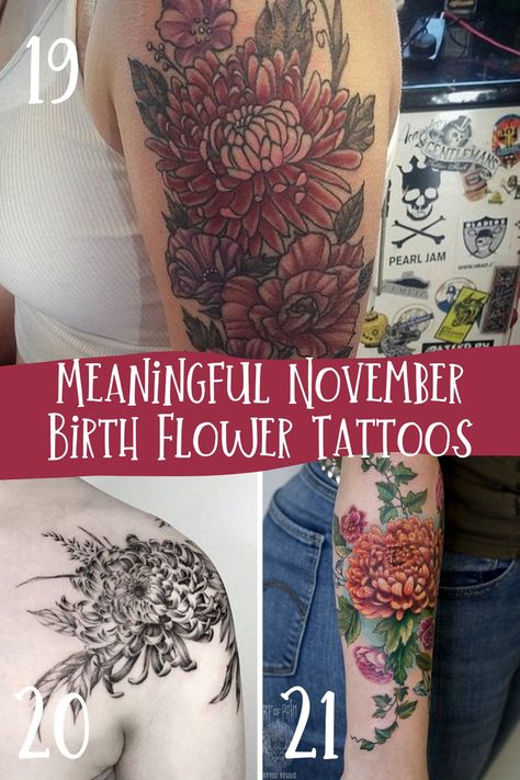 November Birth Flower Tattoos {Chrysanthemums} - Tattoo Glee August And November Birth Flower Tattoo, November Flower Tattoo, November Birth Flower Tattoo, Chrysanthemum Flower Tattoo, Floral Hip Tattoo, November Flower, November Birth Flower, Bright Tattoos, Chrysanthemum Tattoo