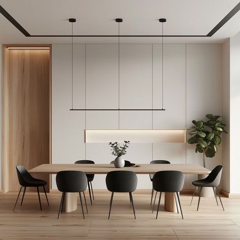 A minimalist dining room where every element serves a specific function, creating a space that prioritizes purpose and practicality, minimalist design style4 Ceiling Colors, Modern Minimalist Dining Room, Minimalist Living Room Design, Minimalist Dining Room, Form And Function, Dining Room Inspiration, Room Design, Dining Room, Design