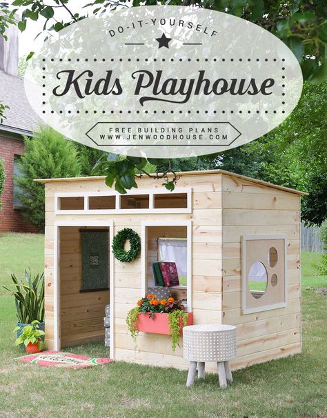 How to build a DIY kids indoor playhouse - free building plans by Jen Woodhouse Kids Playhouse Plans, Kids Indoor Playhouse, Jen Woodhouse, Free Building Plans, Playhouse Ideas, Playhouse Plans, Indoor Playhouse, Diy Playhouse, Backyard Playhouse