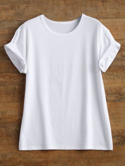 Streetwear Curled Sleeve Printed T-Shirt - WHITE M Mobile Perfect White Tee Shirt, Tee Shirts For Women, Plain White T Shirt, Girls Dresses Sewing, T Shirt Design Template, T Shirt Png, White Tee Shirts, Black T Shirts, Blank T Shirts