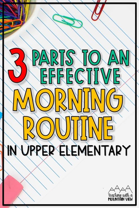 What is your morning routine in 3rd, 4th, and 5th grades? Three tips and resources for a smooth and productive classroom morning routine in upper elementary. The best ideas to start the day in the classroom. Morning Work Classroom, Third Grade Morning Work, Classroom Morning Routine, 4th Grade Classroom Setup, Classroom Setup Elementary, Teaching 3rd Grade, Classroom Routines And Procedures, Teaching Classroom Management, Classroom Schedule