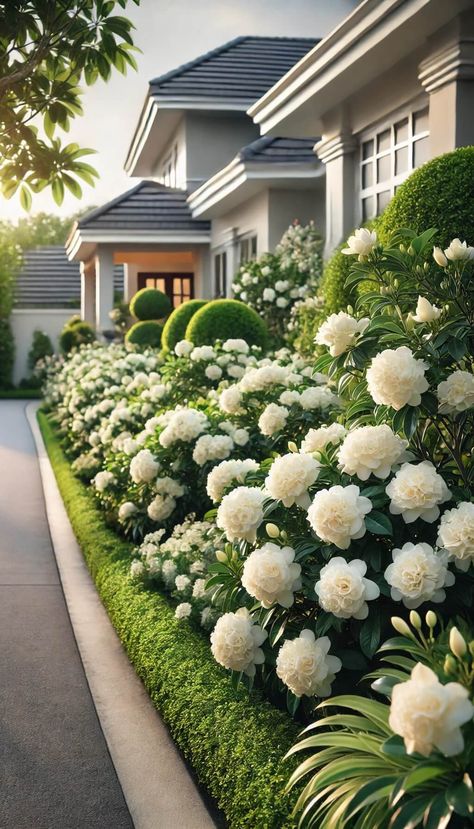 15+ Essential Gardenia Landscaping Ideas for a Fragrant Garden Oasis 60 French Landscaping Ideas, Gardenia Landscaping, French Style Garden, Landscaping Front Porch, French Garden Landscaping, Cotswold Garden, French Garden Design, Gardenia Plant, Stud Farm