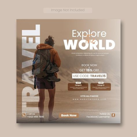 Free PSD | Travel and tour social media post instagram post or web banner template Travel And Tours Logo, Travel Advertising Design, Travel Creative, Banner Web, Travel Advertising, Travel Poster Design, Photoshop Tutorial Design, Social Media Poster, Post Instagram