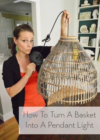 Diy Lamp Shade From Scratch, Diy Basket Light, Diy Light Fixture, Lamp Shade Diy, Basket Light, Geometric Lamp, Diy Pendant Light, Make A Lamp, Plug In Pendant Light