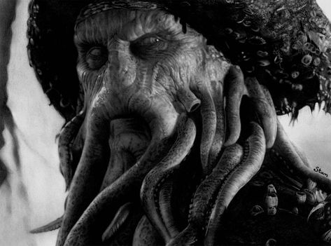 Potc Davy Jones, Scary Halloween Decorations Outdoor, Bill Nighy, Pencil Drawings Of Animals, Chicano Tattoo, Nature Artists, Pencil Drawings Easy, Davy Jones, Arte Sketchbook