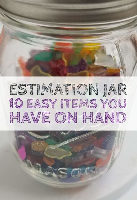 ​This simple activity encourages children to think outside the box.   Guess how many items are in a jar.  Check out the 10 items you can use in your estimation Jar. How Many In The Jar Game, How Many In A Jar Game, Candy Jar Guessing Game, Guessing Jar Ideas For Adults, Guessing Games Jar, Estimation Jar Ideas, Guess How Many In A Jar Ideas, Jar Guessing Game Ideas, Guessing Jar Ideas