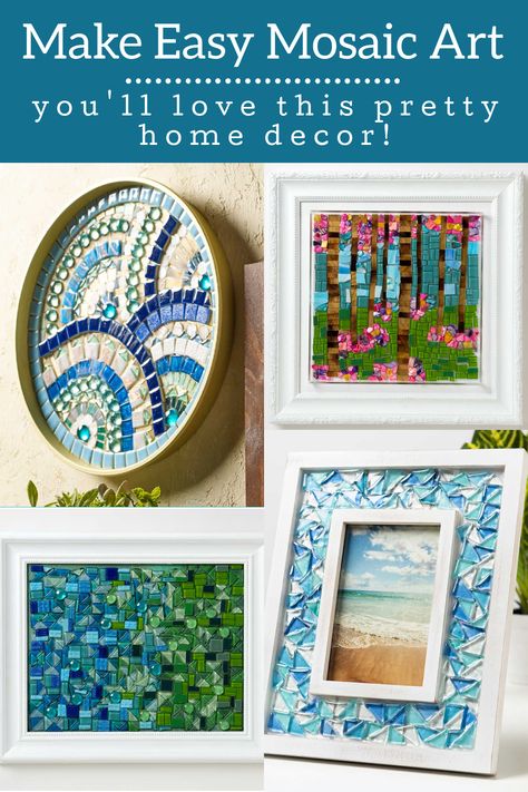 Mosaic Pictures Ideas, Easy Mosaic Crafts, Easy Diy Mosaic Projects, Mosaics For Beginners Simple, Glass Bead Art Projects, Mosaic Art Beginners, Mosaic Tile Crafts Ideas, Ceramic Mosaic Art Projects, Mosaic Tiles Crafts Diy