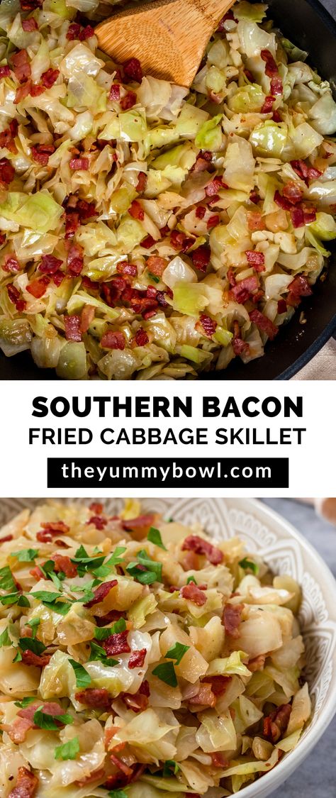 Fried Cabbage And Bacon, Garlic Cabbage, Fried Cabbage Recipe, Cooked Cabbage Recipes, Fried Cabbage With Bacon, Cabbage Recipes Southern, Fried Cabbage With Sausage, Cabbage Skillet, Cabbage With Bacon