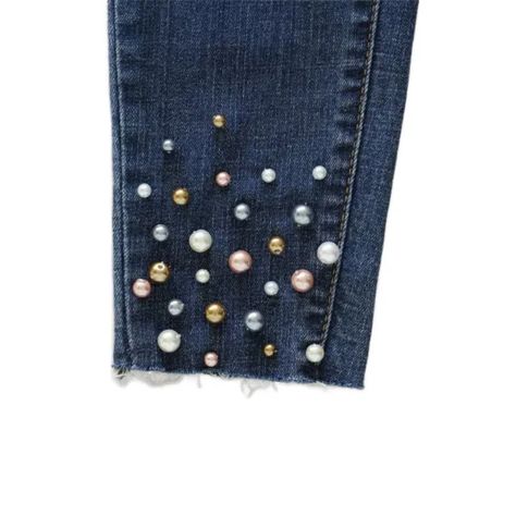 High-End Hack: Pearl Hem Pant Tutorial Pants Tutorial, Overhand Knot, Fabric Embellishment, Beading Thread, Designer Denim, Embellished Denim, Beading Needles, How To Hem Pants, Denim Design