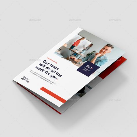 Consulting Agency Brochure Bi-Fold Template Company Brochure Design Layout Creative, Company Brochure Design, Brochure Sample, Digital Creative Agency, Brochure Design Layout, Creative Design Agency, Marketing Brochure, 3d Art Drawing, Creative Design Ideas