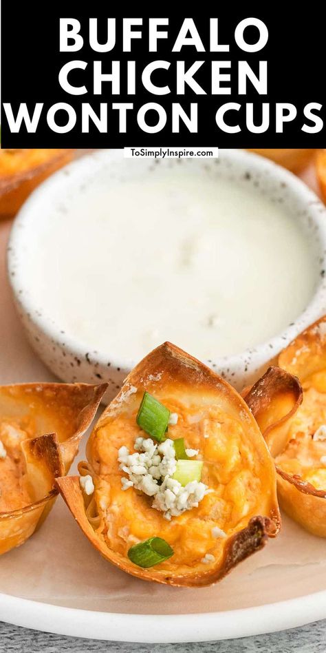 Buffalo Wonton Cups, Shredded Chicken Appetizers, Chicken Salad In Wonton Cups, Wonton Buffalo Chicken Cups, Southwest Chicken Wonton Cups, Buffalo Chicken Wonton Cups, Chicken Wonton Cups, Buffalo Chicken Cups, Chicken Taco Wontons “cupcakes”