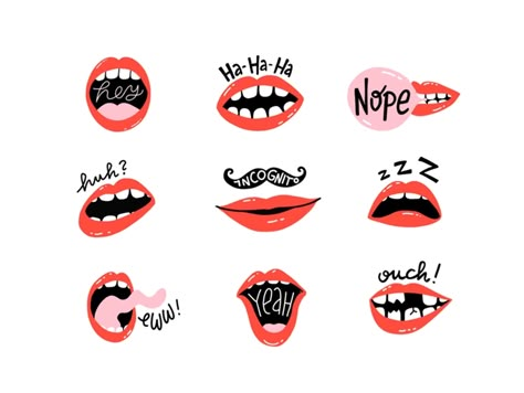 Mouth Character Design, Lip Illustration, Snapchat Icons, Lipstick Illustration, Illustration Trends, Lips Illustration, Festival Stage, Lip Logo, Illustration Wall Art