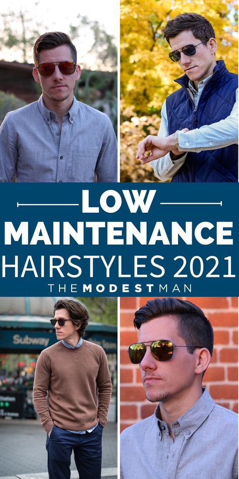 Best hairstyles for 2021. Easy hair tips for men. Learn how to have a low maintenance hair cut. Best mens short haircuts for minimal effort needed. Low Effort Hairstyles Men, Men’s Haircut Low Maintenance, Men’s Haircut 2022, Mens Easy Hairstyles, No Style Men's Haircut, Short Hair Styles Easy Men, Mens Hairstyles Low Maintenance, Mens Haircut Easy To Maintain, Mens Professional Hairstyles