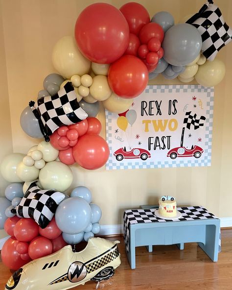 Rex is TWO Fast! Celebrating a 2nd birthday with the cutest classic vintage race car theme. 🏁🚗 #twofastbirthday #twofast #2ndbirthday #2ndbirthdayideas #secondbirthdayparty Race Car Themes, Bday Party Theme, 2nd Birthday Party Themes, Car Theme, Car Themes, Vintage Race Car, 2nd Birthday Party, Vintage Racing, 2nd Birthday Parties