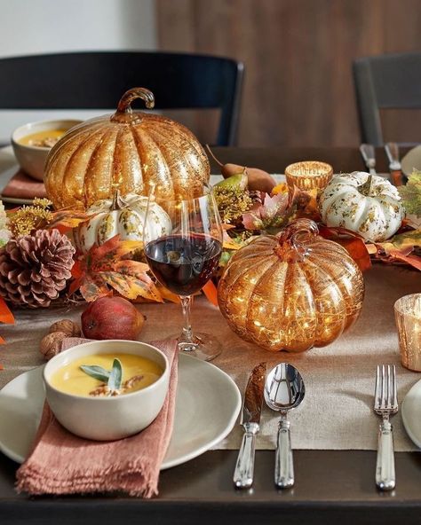 All Posts • Instagram Thanksgiving Tabletop Decor, Simple Thanksgiving Table, Thanksgiving Home Decorations, Rice Lights, Slim Tree, Thanksgiving 2022, Fall Accents, Faux Pumpkins, Wood Pumpkins