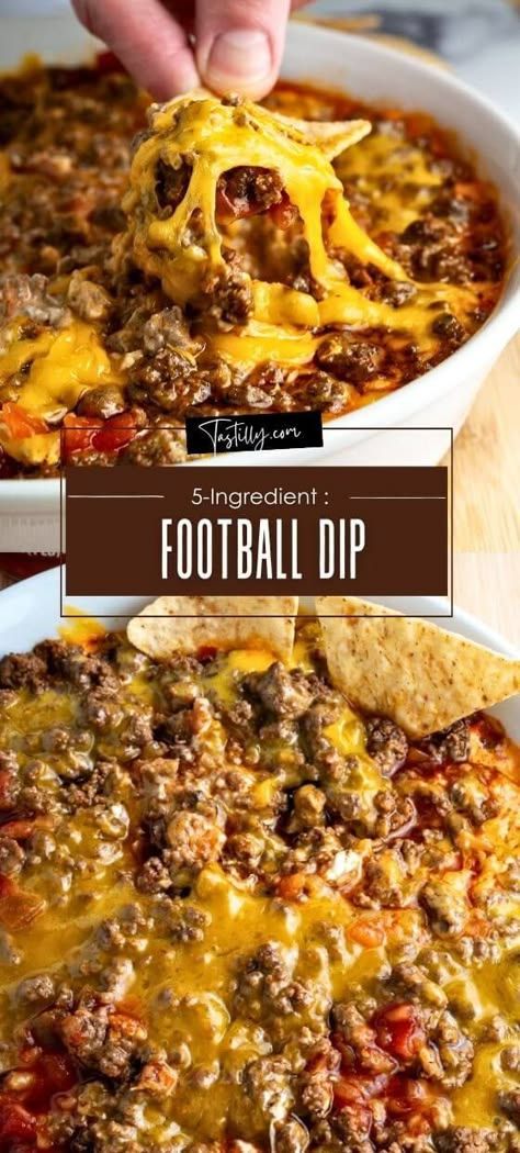 5-Ingredient Football Dip: Ready In 35 Minutes Football Dip, Hamburger Dip, Football Dips, Copycat Recipes Desserts, Hoagie Dip, Football Recipes, Thanksgiving Brunch, Hot Salsa, Sweet Potato Pancakes