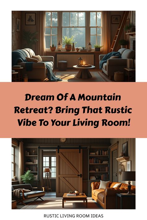 Rustic living room with vaulted ceiling, timber trusses, and mountain view Diy Rustic Living Room, Mountain Lodge Living Room, Mountain House Living Room, Rustic Lodge Living Room, Lodge Family Room, Cozy Cabin Living Room, Mountain Living Room, Lodge Living Room, Living Room Makeover Ideas