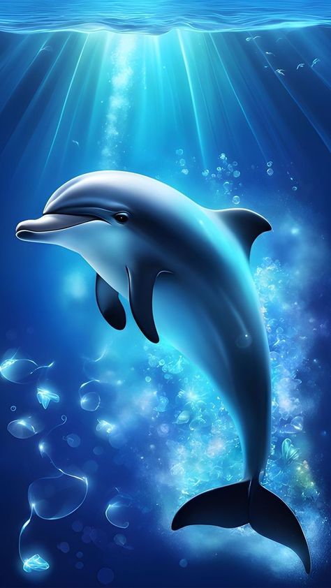 Dolphin Drawing, Dolphin Images, Dolphin Photos, Dolphin Painting, Dolphin Art, Underwater Painting, The Deep Blue Sea, Wild Animals Pictures, A Dolphin