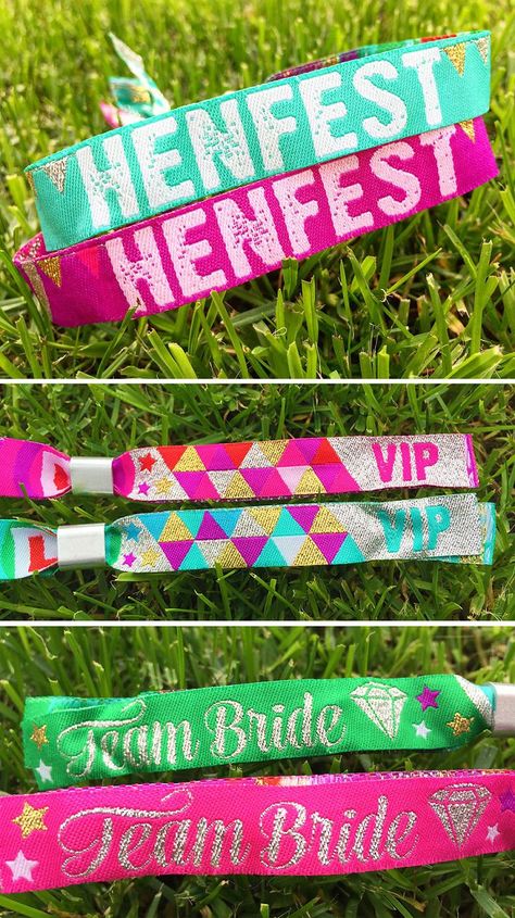 Hen Festival, Hen Fest, Hens Ideas, Hens Party Themes, Party Wristbands, Hen Night Ideas, Hen Ideas, Hen Do Ideas, Festival Themed Wedding