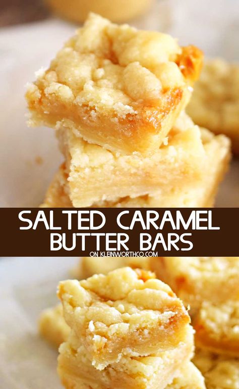 Yummy Bar Recipes are back with these Salted Caramel Butter Bars. Delicious salted caramel in these rich butter bars is positively delightful. Cheesecake Dips, Lemon Shortbread Bars, Caramel Sweets, Salted Caramel Cookie Bars, Caramel Butter, Salted Caramel Bars, High Intelligence, Caramel Dessert, Caramel Dessert Recipes