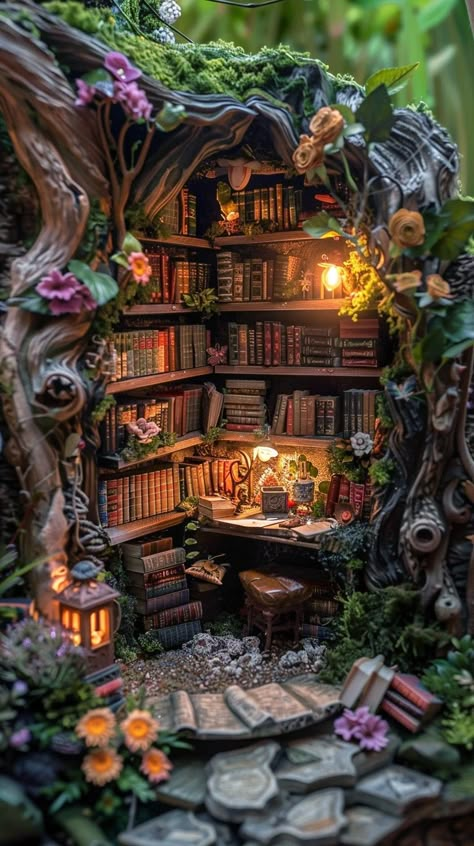 #EnchantedBookNook: An intimate look into a #magical nook, where #books and #nature intertwine in harmonious beauty. #enchantment #books #lanterns #nature #cozy #aiart #aiphoto #stockcake ⬇️ Download and 📝 Prompt 👉 https://stockcake.com/i/enchanted-book-nook_790905_713012 Forest Themed Book Nook, Beauty And The Beast Book Nook, Enchanted Reading Nook, Diy Bookshelf Nook, Book Nook Inspiration, Diy Book Nook Ideas, Enchanted Bookshelf, Book Nook Aesthetic, Book Nook Ideas Diy