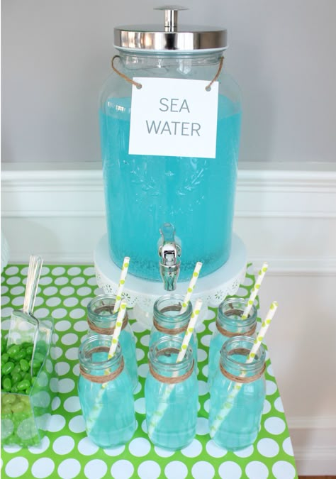 Sea Theme For Birthday, Jellyfish Party Decor, Mermaids And Sharks Birthday Party Decorations, Sea Turtle Food Ideas, Marine Biology Birthday Theme, Sea Turtle 2nd Birthday Party, Ocean Pool Party, Ocean Themed Brunch, Sea Party Food Ideas