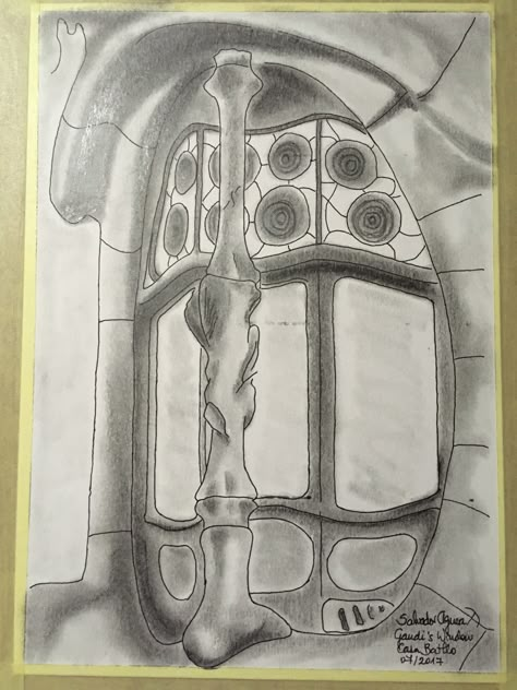 Casa Batllo Sketch, Antoni Gaudi Drawings, Casa Batllo Drawing, Anthony Gaudi, Antoni Gaudi Art, Scratch Book Ideas, Casa Battlo, Gaudi Art, Croquis Architecture