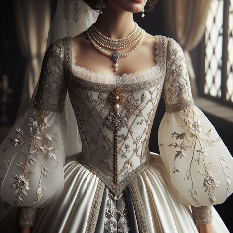 Tudor Wedding Dress, Targaryen Wedding Dress, Medieval Dress Royal, Royal Wedding Gowns, Royalty Dress, Modest Dresses Casual, Fashion Drawing Dresses, Royal Dresses, Fantasy Dresses