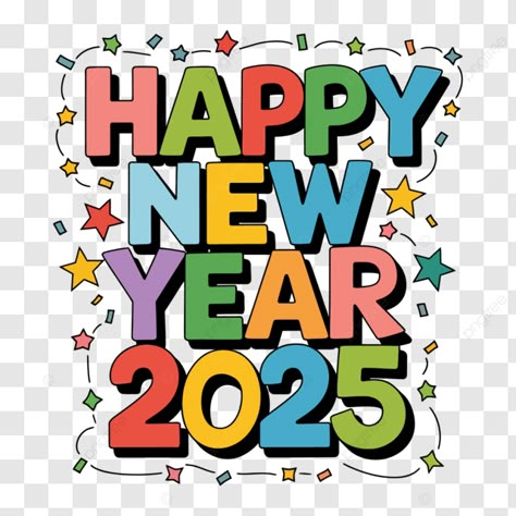 New Year 2025 Card Design, Happy New Year Font Design, Happy New Year 2025 Png, Happy New Year2025, Happy New Year Design Graphics, Happy New Year 2025 Design, 2025 Typography, Celebration Typography, 2025 Clipart