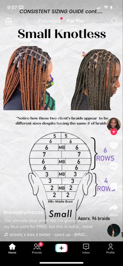 Braid Section Guide, Small Knotless Box Braids Parting Guide, Parting Grid For Braids, How Many Rows For Medium Knotless Braids, Braiding Map, Shmedium Knotless Braids Parts, Xs Knotless Braids Parting Guide, Parting Guide For Braids, Small Braids Parting Pattern