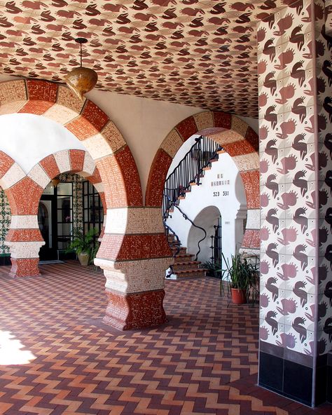 Whimsical Architecture, Jeff Shelton, His Aesthetic, Aesthetic Universe, Terracotta And Green, Spanish Heritage, Trippy Designs, Colorful Interior Design, Backyard Greenhouse