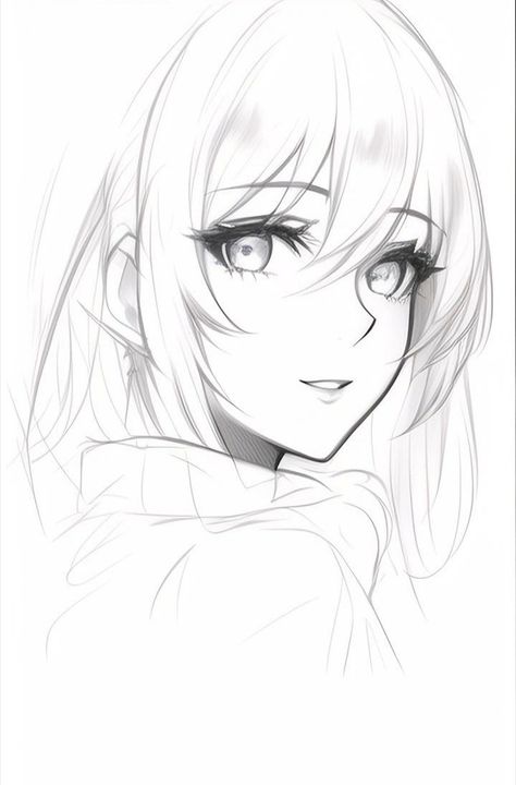 Anime Face Anatomy, Anime Drawing Reference Face, Anime Hair Sketch, Manga Face Reference, Female Character Sketch Faces, Girl Looking Up Drawing, Anime Face Reference, Girl Animes Manga Drawing, Cute Anime Lineart