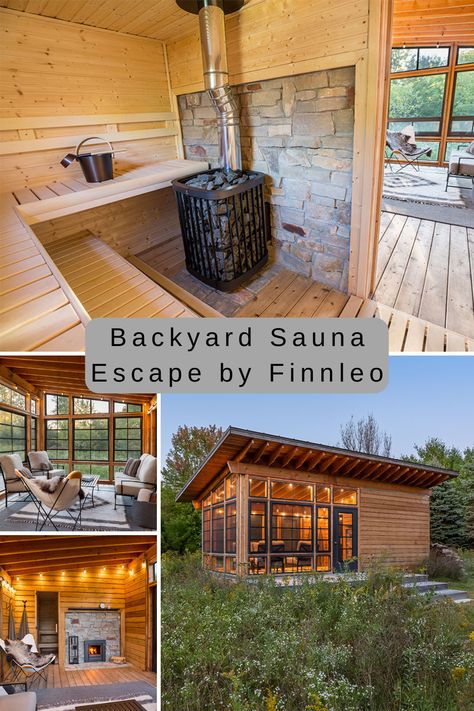 Sauna Patio Ideas, Sauna And Hot Tub House, Deck Sauna Spa, Home Spa With Sauna, Wooden Sauna House, Shed Sauna Conversion, Sauna And Shed Combo, Home Wellness Spa Outdoor, Wood Fire Sauna