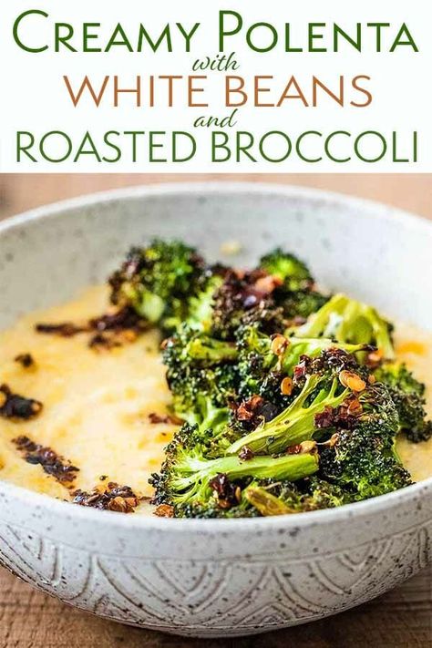 Recipe Broccoli, Roasted Broccoli Recipe, Vegan Broccoli, Nutritional Yeast Recipes, Polenta Recipes, Creamy Polenta, Dinner Vegan, Broccoli Recipe, Roasted Broccoli