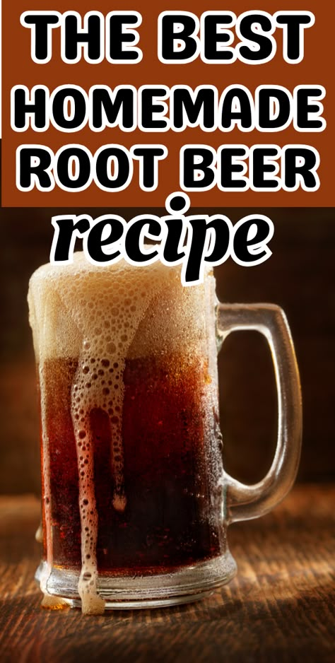 Homemade Root Beer (15-Minute Recipe)- SoFestive.com How To Make Root Beer, Root Beer Recipe Homemade, Rootbeer Recipes, Root Beer Syrup Recipe, Home Made Root Beer, Homemade Rootbeer Recipe, Homemade Root Beer Recipe, Home Made Alcohol, Homemade Root Beer