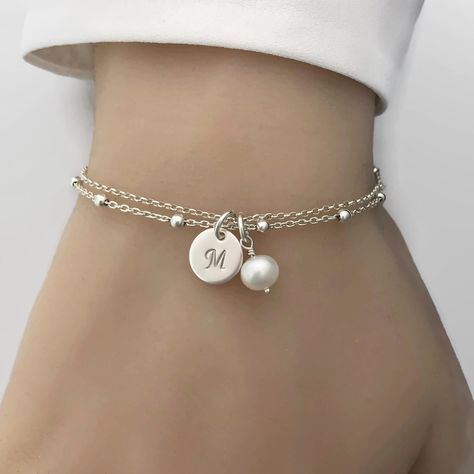 Silver Initial Charms, Inexpensive Jewelry, Gift Bracelet, Personalized Bracelet, Bridesmaid Bracelet, A Bracelet, Personalized Bracelets, Vintage Bracelets, Bridesmaid Jewelry