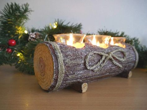 Log Candle Holder, Round Lighting, Log Candle Holders, Heart Candle Holder, Round Candle Holder, Christmas Log, Log Candles, Round Candles, Dekor Diy