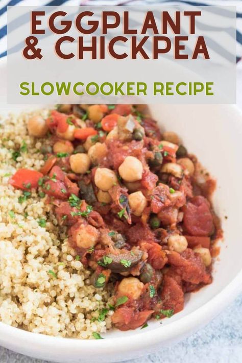 Vegetarian Tagine, Slow Cooker Eggplant, Mediterranean Eggplant, Eggplant Stew, Vegetable Slow Cooker, Cooking Eggplant, Healthy Eggplant, High Protein Vegetarian, Vegan Crockpot Recipes