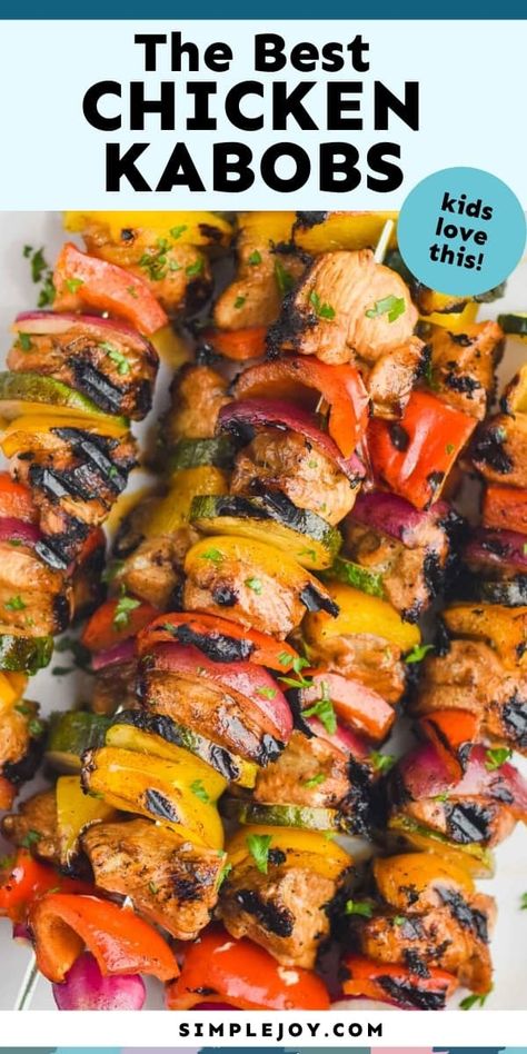 Chicken Kabobs are the exact thing you should throw on the grill this week. The chicken kabob marinade we use will make you fall in love. Best Chicken Kabobs, Chicken Kabob Marinade, Chicken Shish Kabobs, Kabob Marinade, Mediterranean Grilled Chicken, Grilled Kabob Recipes, Chicken Kabob Recipes, Grilled Chicken Kabobs, Backyard Barbeque