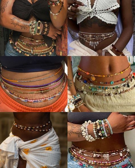 🔮 Earthy Core ✨ . . . . . . . #blackearthygirl #waistbeads #beadedbraids #fauxlocs #rings #ringstack #headwrapqueen #headwraps #blackwomen #blackgirls #ａｅｓｔｈｅｔｉｃ #aesthetic 🖼️ Pinterest ~ Cr : Boho Waist Beads, Black Women Earthy Aesthetic, Black Women Jewelry Aesthetic, 90s Earthy Aesthetic, Alternative Black Women Aesthetic, Waist Beads Black Women, Black Spiritual Aesthetic, Earthy Black Woman Aesthetic Outfits, Earthy Style Clothes