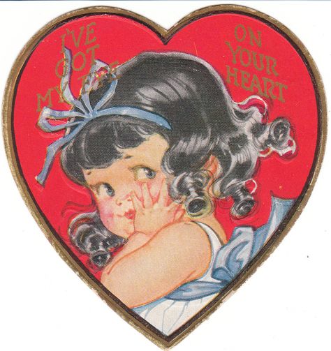 "I've Got My Eye on Your Heart"  Adorable Girl. Telephone Vintage, Vintage Valentine Cards, Retro Kids, Vintage Valentine, My Funny Valentine, Arte Inspo, Paper Hearts, Valentine Card, Brunette Girl