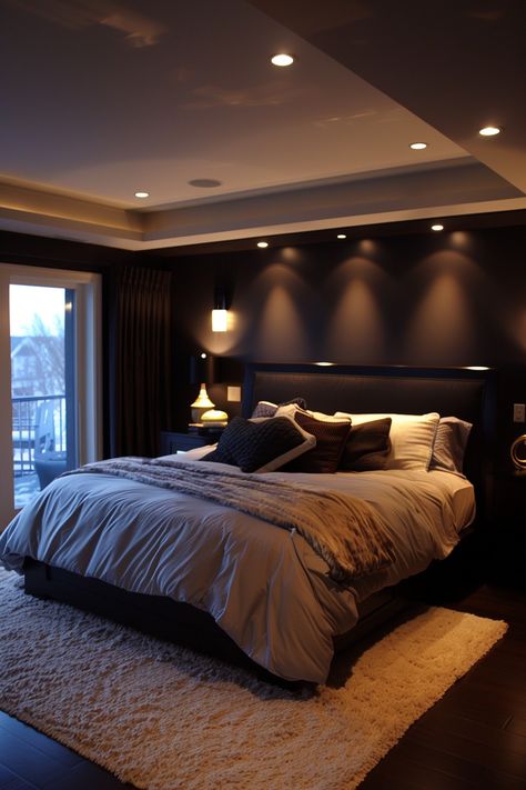 Dark Bedroom Aesthetic, Moody Bedroom, Dark Bedroom, Apartment Bedroom Decor, Inspire Me Home Decor, Luxury Bedroom, Elegant Bedroom, Luxury Rooms, Minimalist Designs