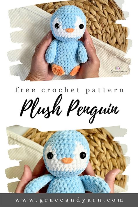 2024 Beginner Crochet Animals Amigurumi, Penguin Lovey Crochet Pattern Free, Cute Animal Crochet Patterns, Penguin Amigurumi Pattern, Crochet Penguin Pattern, Cute Animal Crochet, Crochet Amiguri, Penguin Amigurumi, Animal Crochet Patterns