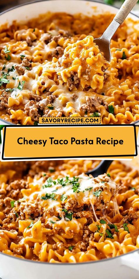 Enjoy a flavorful twist on pasta night with this Cheesy Taco Pasta Recipe! Featuring ground beef, creamy cheese, and zesty taco seasoning, this dish is a crowd-pleaser. Perfect for busy evenings, it showcases the best of Ground Beef Recipes. Quick, delicious, and cheesy – what more could you want? Taco Pasta Recipe, Cheesy Taco Pasta, Ground Beef Recipes Quick, Taco Pasta Recipes, Ground Beef Pasta Recipes, Cheesy Pasta Recipes, Beef Pasta Recipes, Cheese Tacos, Taco Seasoning Recipe